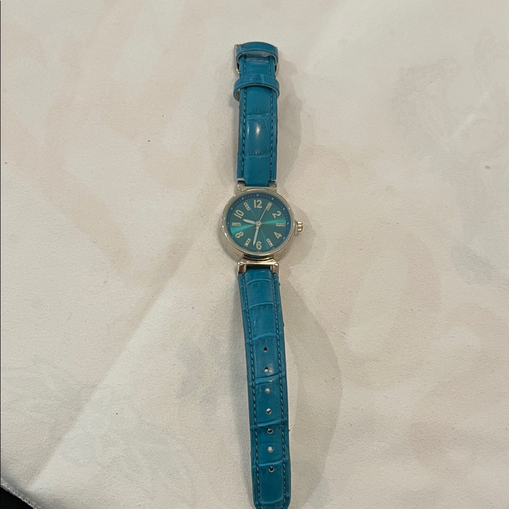 Blue Leather Strap Watch